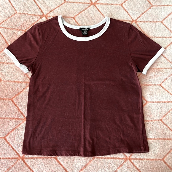 Maroon ringer cropped Tshirt - Picture 1 of 4